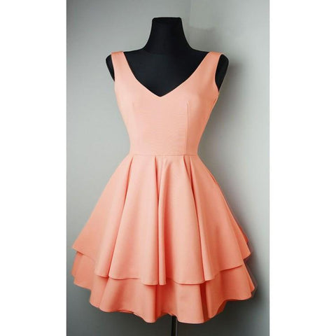 Simple V Neck Satin Pretty Homecoming Dresses Short Prom Dresses