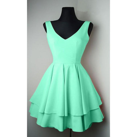 Simple V Neck Satin Pretty Homecoming Dresses Short Prom Dresses