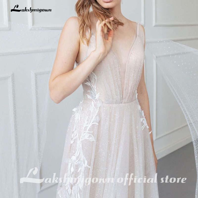 Vestido de novia sencillo NumberSea con tirantes finos y encaje hasta el suelo
