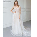 Vestido de novia sencillo NumberSea con tirantes finos y encaje hasta el suelo