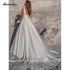 Vestido de novia sencillo de satén blanco de NumberSea, corte A
