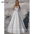Vestido de novia sencillo de satén blanco NumberSea, corte A