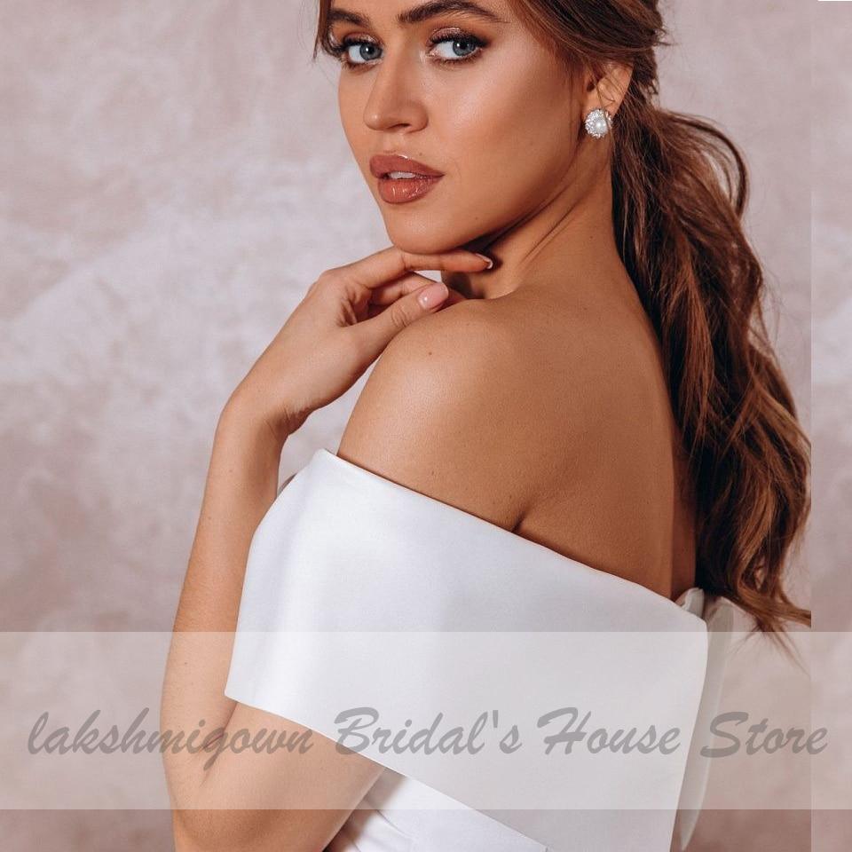 Vestido de novia sencillo de satén blanco NumberSea, largo hasta la rodilla