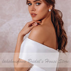 Vestido de novia sencillo de satén blanco NumberSea, largo hasta la rodilla