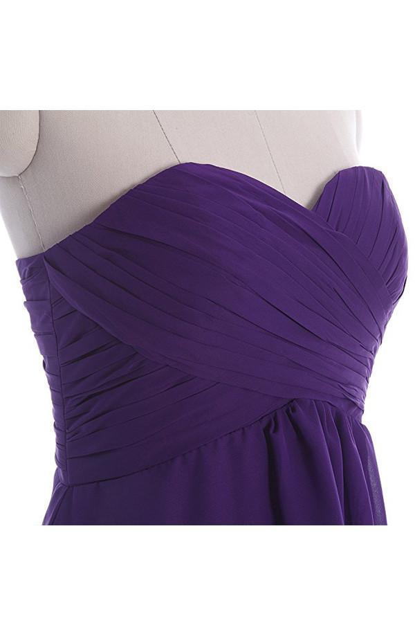 Vestido de dama de honor sin tirantes de gasa simple, vestido de regreso a casa