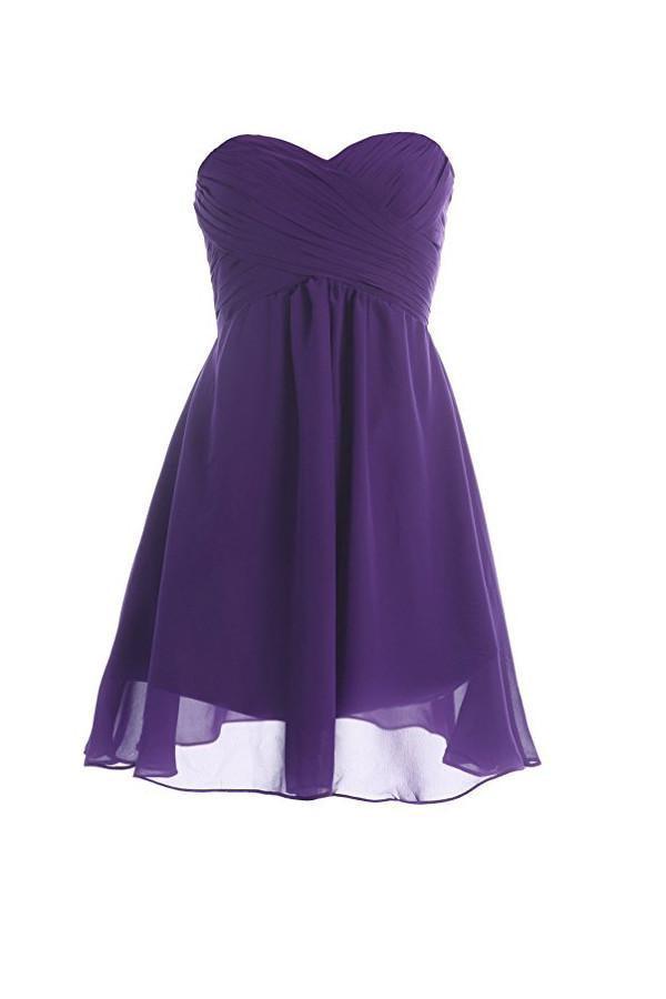 Vestido de dama de honor sin tirantes de gasa simple, vestido de regreso a casa