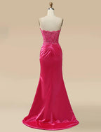 Mermaid / Trumpet Prom Dresses Empire Dress Formal Wedding Party Sweep / Brush Train Sleeveless Sweetheart Satin with Appliques