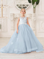 Elegante vestido de tul sin mangas estilo princesa de corte A para niña de las flores 