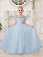 Vestido de princesa para primera comunión de niña de las flores, color marfil, con cola desmontable 