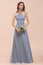 Vestido de dama de honor sin mangas, corte A, largo hasta el suelo, vestido formal