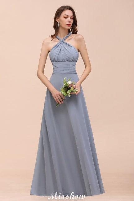 Vestido de dama de honor sin mangas, corte A, largo hasta el suelo, vestido formal