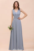 Vestido de dama de honor sin mangas, corte A, largo hasta el suelo, vestido formal