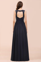 Ärmelloses schwarzes A-Linien-Abend-Maxikleid aus Chiffon, Brautjungfernkleid, formelles Kleid