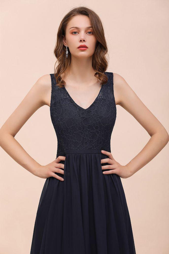 Ärmelloses schwarzes A-Linien-Abend-Maxikleid aus Chiffon, Brautjungfernkleid, formelles Kleid