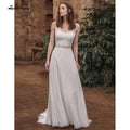 Vestidos de novia NumberSea de gasa con escote en V y encaje, sin mangas y espalda abierta