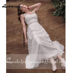 Vestidos de novia NumberSea de gasa con escote en V y encaje, sin mangas y espalda abierta