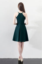 Vestido de fiesta corto ajustado verde oscuro Aline Vestidos de regreso a casa Halter