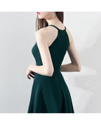 Vestido de fiesta corto ajustado verde oscuro Aline Vestidos de regreso a casa Halter