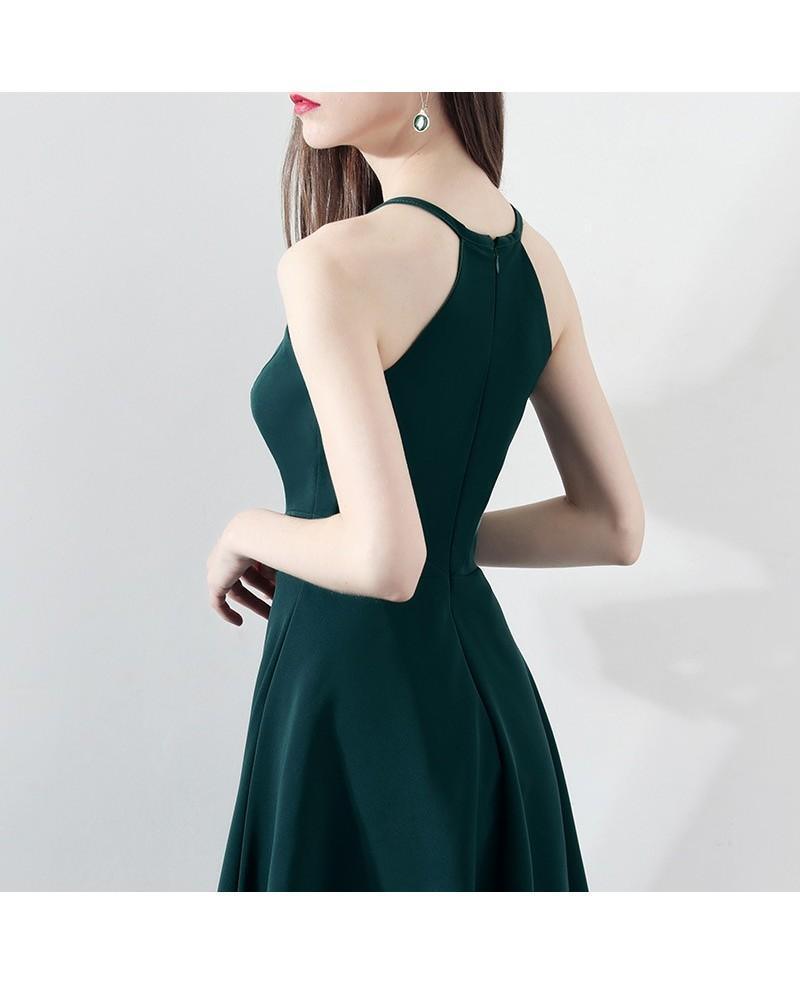 Vestido de fiesta corto ajustado verde oscuro Aline Vestidos de regreso a casa Halter