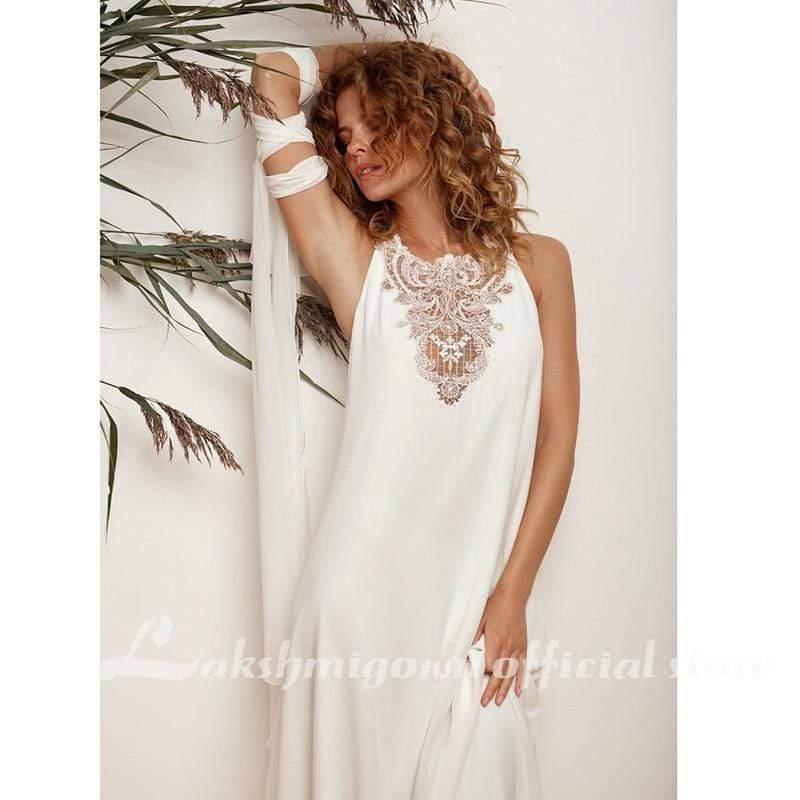 Vestido de novia NumberSea de satén suave color marfil para mujer