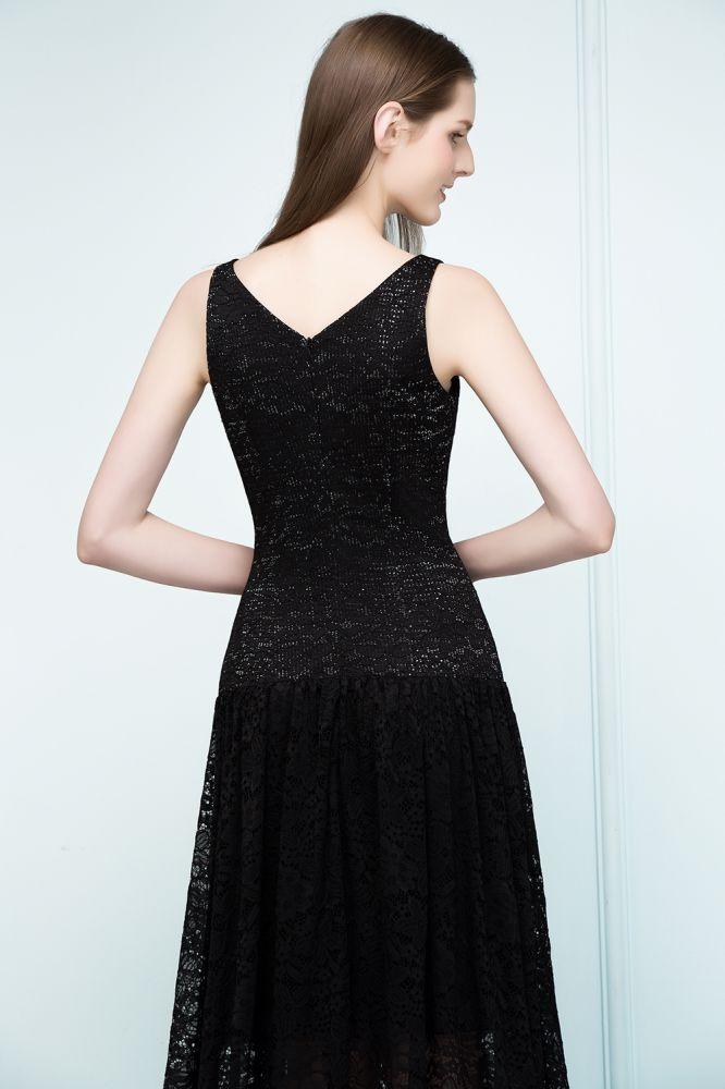 Vestidos de dama de honor de encaje con escote en V y corte A hasta el suelo de espagueti