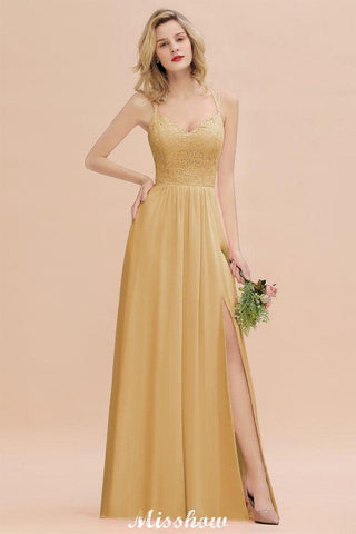 Spaghetti Slim Side Split Bridesmaid Dress Sky Blue V-Neck Wedding Party Dress