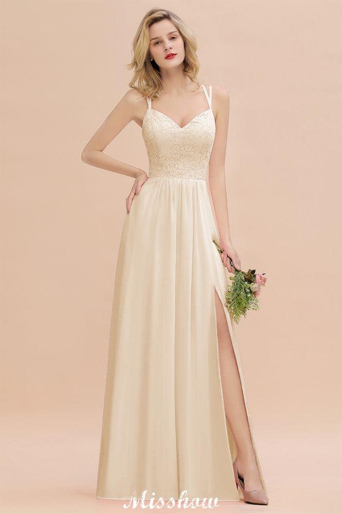 Spaghetti Slim Side Split Bridesmaid Dress Sky Blue V-Neck Wedding Party Dress