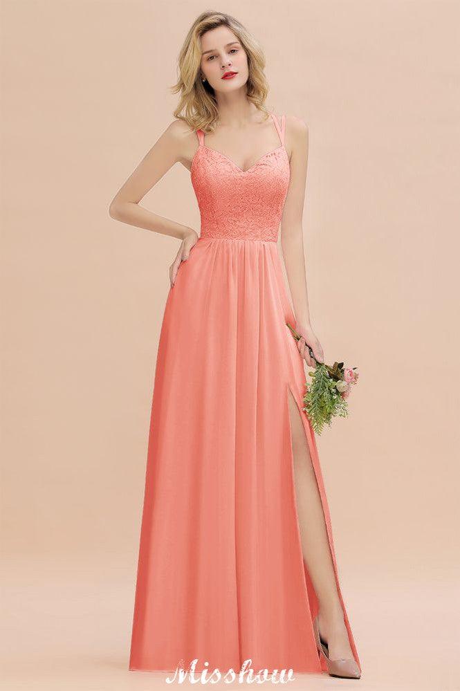 Spaghetti Slim Side Split Bridesmaid Dress Sky Blue V-Neck Wedding Party Dress