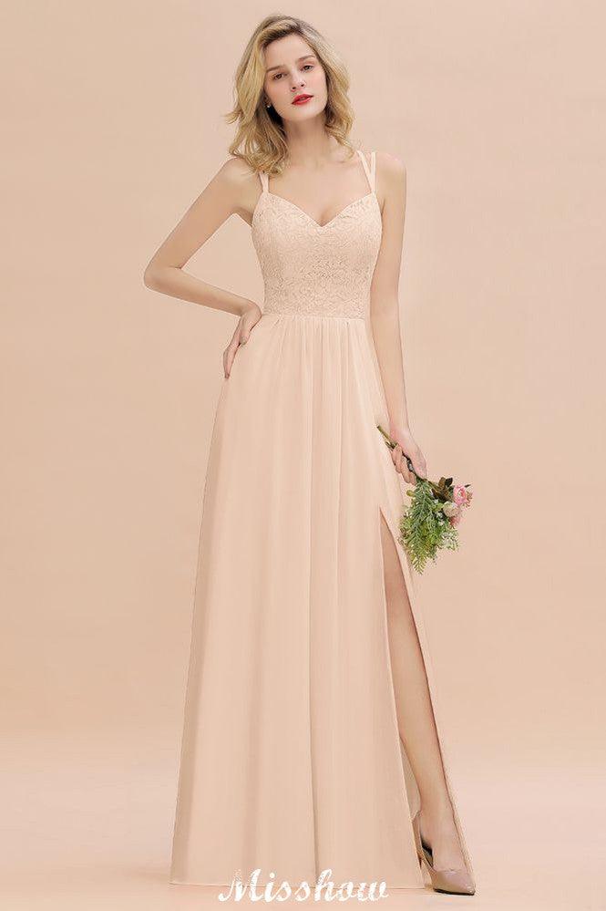 Spaghetti Slim Side Split Bridesmaid Dress Sky Blue V-Neck Wedding Party Dress