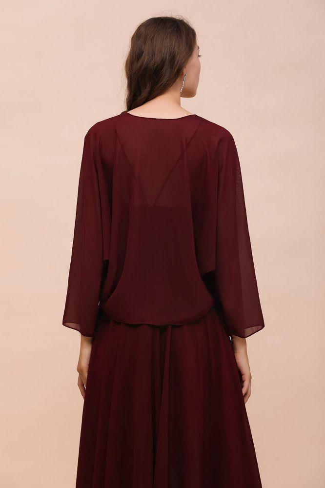 Spaghetti Sraps Burgundy Bridesmaid Dress with Wraps Floor Length Wedding Guest Dres