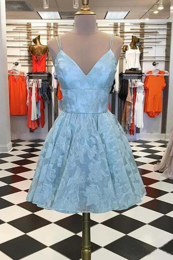 Vestidos de fiesta con tirantes finos y escote en V de jacquard.
