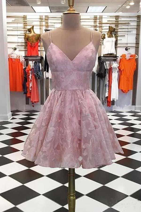 Vestidos de fiesta con tirantes finos y escote en V de jacquard.