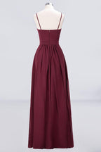 Spaghetti-Straps Backless Bridesmaid Dress  Ruffles Chiffon Wedding Party Dress