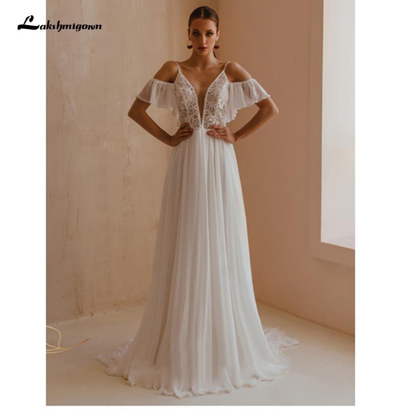 Vestido de novia de gasa con tirantes finos de NumberSea