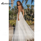Vestido de novia NumberSea con tirantes finos, hombros descubiertos, encaje, espalda descubierta y escote en V