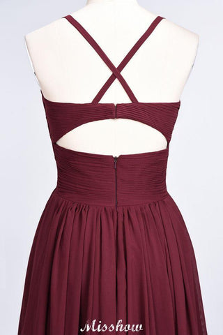 Spaghetti-Straps V-Neck Sleeveless Floor-Length Bridesmaid Dress