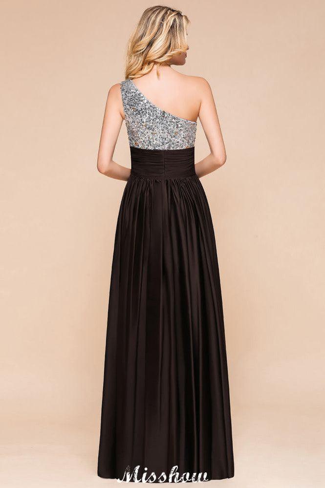 Sparkly Sequin Bridesmaid Dress One Shoulder Maxi Evening Dress Wedding party Dress