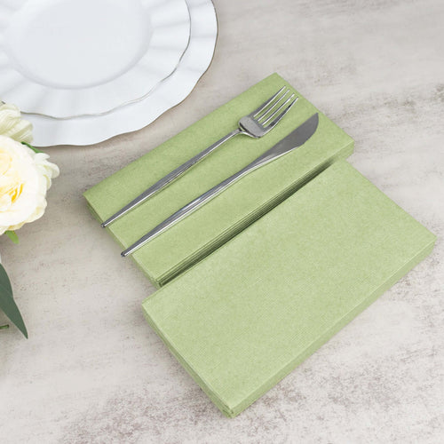 20 Pack Linen-Like Paper Napkins 8.5"x4" Sage Green - Soft & Hygienic Airlaid Towels