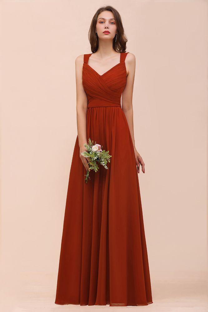 Vestido de noche ajustado con tirantes hasta el suelo para novia y dama de honor