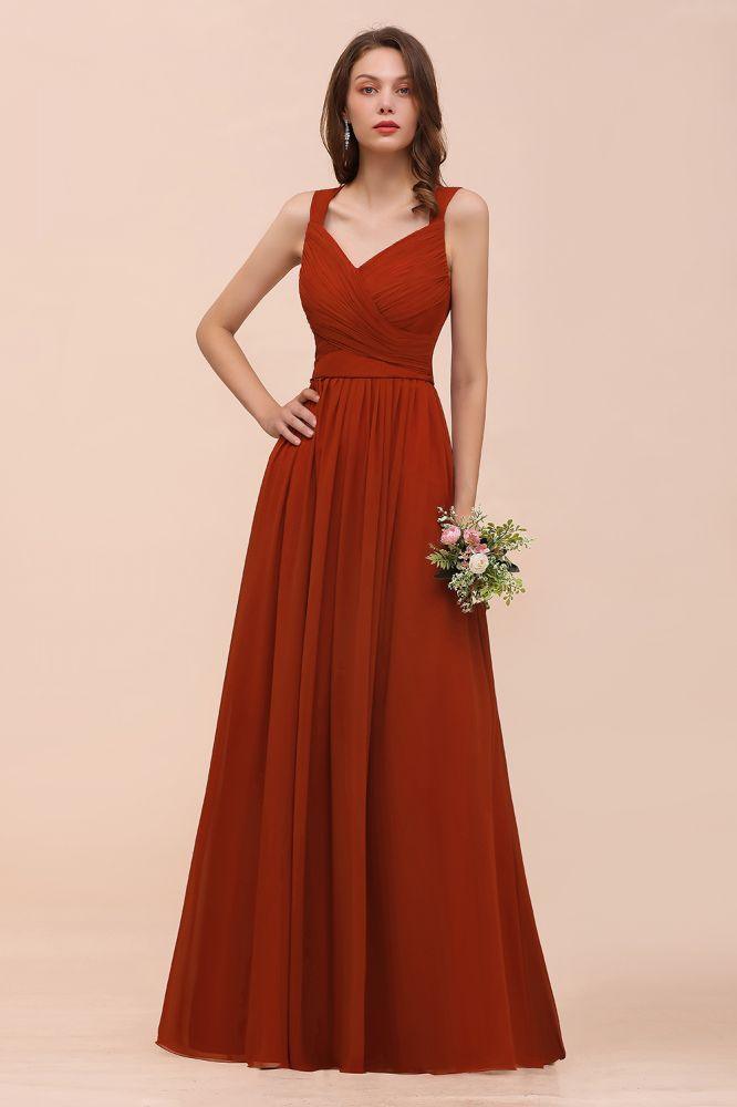 Vestido de noche ajustado con tirantes hasta el suelo para novia y dama de honor