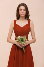 Vestido de noche ajustado con tirantes hasta el suelo para novia y dama de honor
