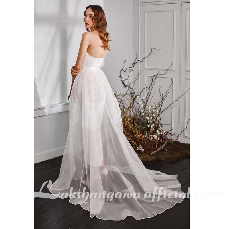 Monos sin tirantes NumberSea, vestidos de novia con cola desmontable