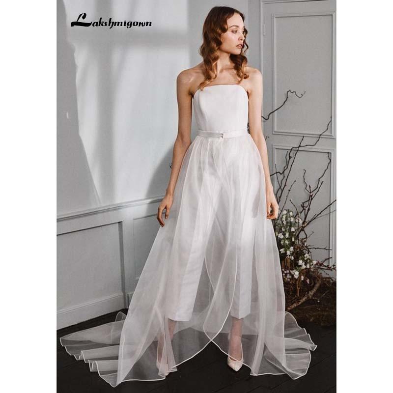 Monos sin tirantes NumberSea, vestidos de novia con cola desmontable