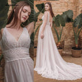 Vestidos de novia bohemios de encaje de verano NumberSea con cuello en V y encaje bohemio