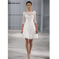 Vestidos de novia cortos de verano NumberSea con mangas 3/4 hasta la rodilla