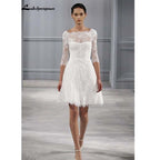 Vestidos de novia cortos de verano NumberSea con mangas 3/4 hasta la rodilla
