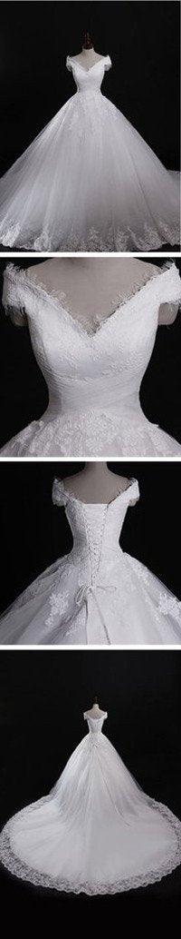 Vestido de novia clásico de encaje blanco NumberSea con hombros descubiertos y cordones, MW186 