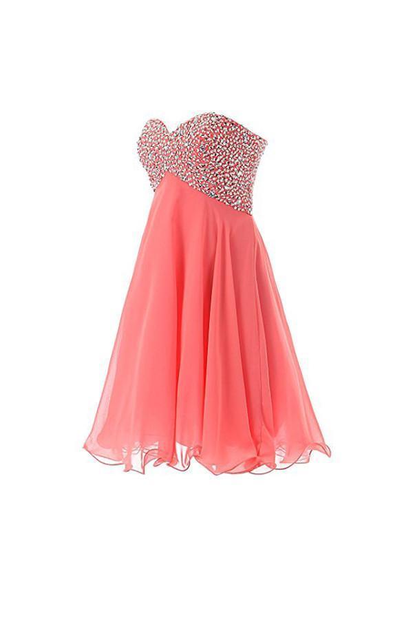 Vestido de fiesta corto con escote en forma de corazón y cuentas para el regreso a casa
