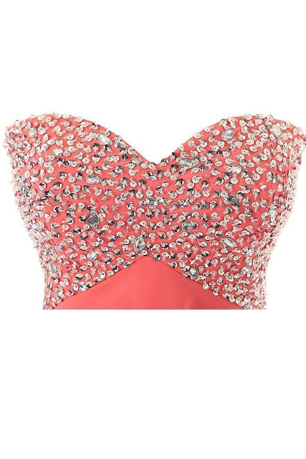 Vestido de fiesta corto con escote en forma de corazón y cuentas para el regreso a casa
