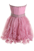 Herzausschnitt Organza Rosa Homecoming Kleider Kurze Ballkleider PG067